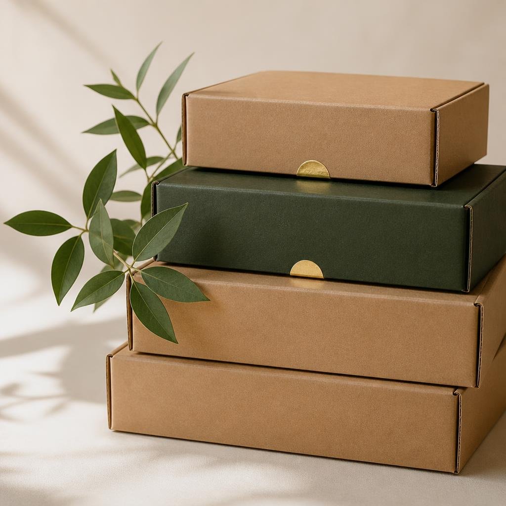 Recycled kraft packaging with a botanical detail